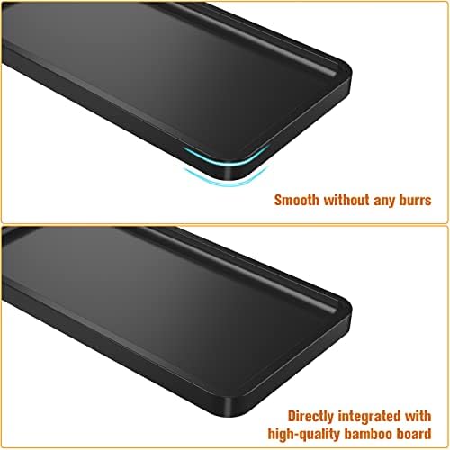 Weenson Bathroom Vanity Trays for Countertop Toiletries Decor Candle Perfume Makeup, Kitchen Tray for Soap Dispenser Spice Salt Oil, Black Tray for Toilet Tank Nightstand Coffee Set of 2 - Image 6