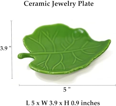 Jewelry Dish Tray, Decorative Ceramic Trinket Dish, Modern Accent Tray for Vanity ,Key Bowl ,Desktop Decoration, Gifts for Mother Girlfriend Daughter,Mother's Day Gift-Green C - Image 4