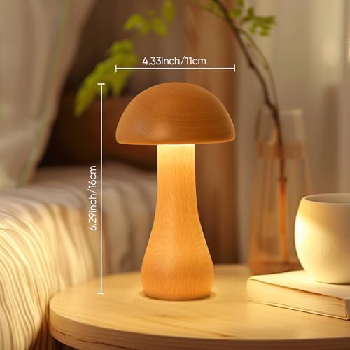 Mushroom Lamp Set of 2, Portable Touch Switch Cordless Bedroom Lamps Set of 2, Rechargeable Battery Operated Night Light, Stepless Dimming, 360 Degree Rotation Table Lamps for Ideal Gifts - Image 7