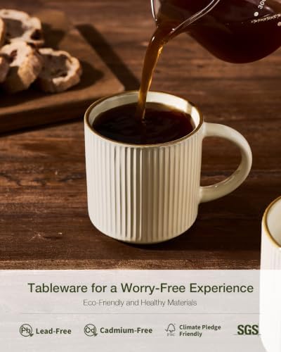 famiware Coffee Mug Set of 8, Star 12 oz Ceramic Mugs Cups Set with Handle - Image 6