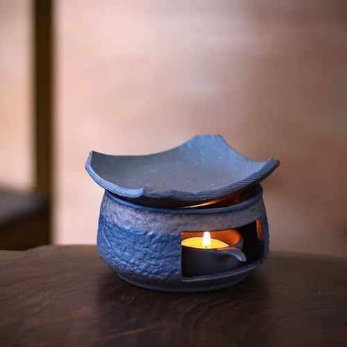 Ceramic Aromatherapy Burner — Candle Warmer for Herb, Natural Oil Fragrance Diffuser & Teapot Warmer, for Home Fragrance, Meditation, and Relaxation (A-Stone Texture Stove+D1 Baking Dish) - Image 7