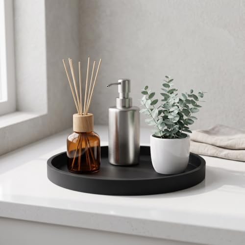 Silicone Bathroom Tray, Round Vanity Tray, 9" Black - Image 6
