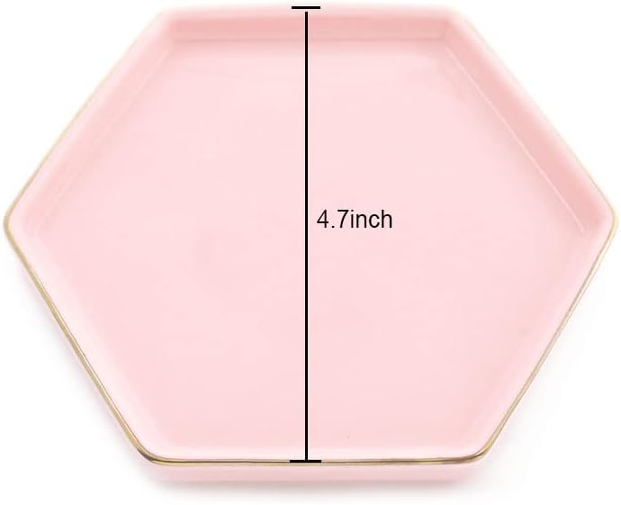 HANKOR 4.7 inch Ceramic Jewelry Dish Tray, Small Ring Holder Dish, Pink Catch All Trinket Tray for Keys Rings Earrings - Image 5