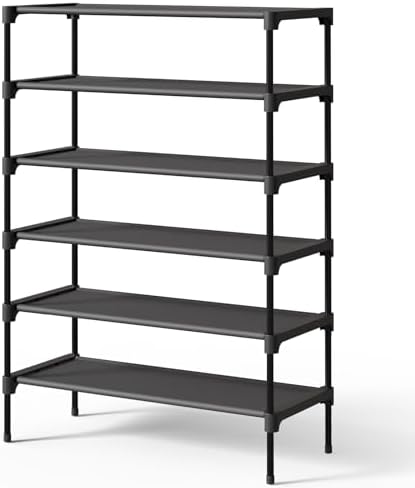 Kitsure Shoe Rack - Non-Woven Shoe Rack Shelf, 27.5" Wide - 6 Tier, Black by Kitsure
