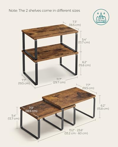 SONGMICS Cabinet Organizer Shelf, Set of 2 Spice Rack, Kitchen Storage - Image 6