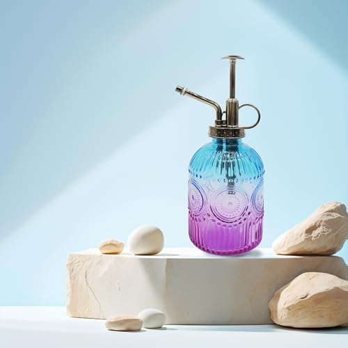 Glass Plant Mister Spray Bottle, 350ML Vintage Plant Spritzer with Top Pump Watering Can for Indoor Outdoor House Plants,Flowers (Blue Purple) - Image 7