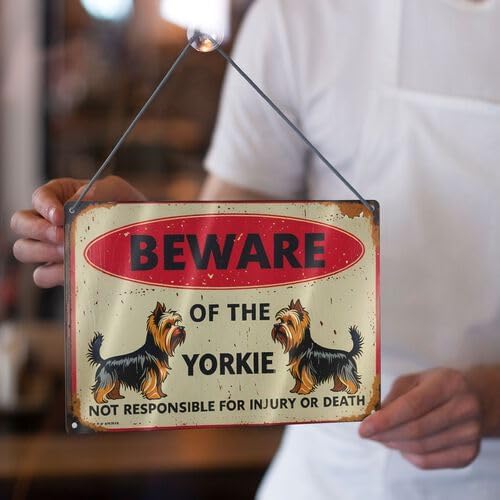 Vintage Metal Tin Sign - Beware of the Dog Yorkie Humorous Warning Sign with Rustic Distressed Finish, 8x12 Inch Outdoor Yard Fence Wall Decor for Home Kitchen Farm Garden, Gift for Dog Lovers - Image 7
