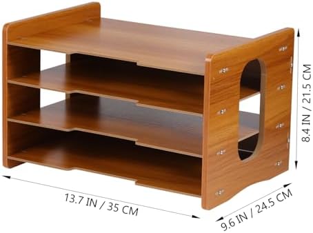COHEALI Wood Desktop Organizer 4 Layer Vertical Frame for Workspace - Image 7