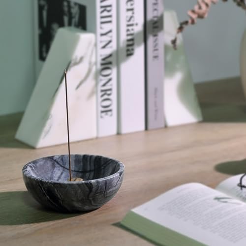 Koville Natural Marble Incense Holder, 5inch Incense Holders for Sticks, Sturdy Incense Burner Ash Catcher, Ideal for Meditation, Relaxing, Easy to Clean(Wooden Black) - Image 6