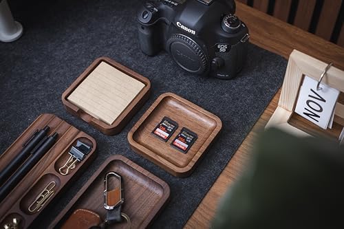 MUUJEE Wooden Desk Organization 4 Piece Set - for Desk Accessories Work Teacher Dad Wood Tray Work Minimalist Rustic - Image 6