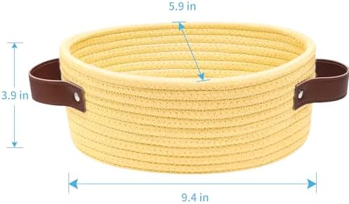 ABenkle Small Woven Basket with Handles, Mini Rope Storage Basket, Tiny Cute Shelf Basket, Oval Decorative Toys Basket for Nursery, Living Room, Empty Gift Basket, 9.4" x 5.9" x 3.9" - XS - Image 2