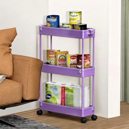 2 Pack 3 Tier Slim Storage Cart, Bathroom Rolling Utility Organizer - Image 7