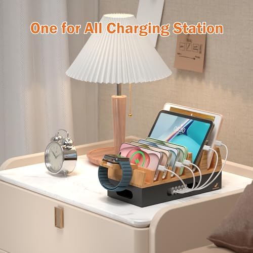 Pezin & Hulin Bamboo Charging Station with 5 Cables-Natural+Black - Image 7