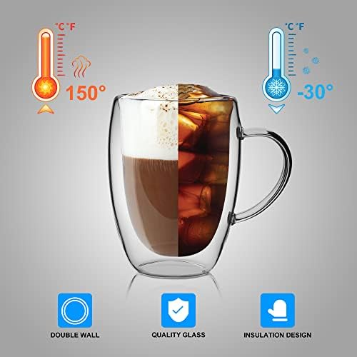 LIBWYS 6 Pack Double Walled Coffee Cups Glasses Mug 12oz Borosilicate Glass - Image 6