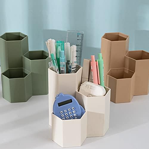 Pen Holder for Desk Pencil Organizer Small Desk Accessories Organizer Cute Pens Cup for Office,School and Home (Green, Triangular) - Image 6