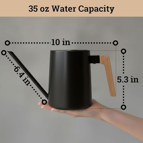 Metal Small Indoor Watering Can with Long Spout & Real Wood Handle, 35oz - Image 6
