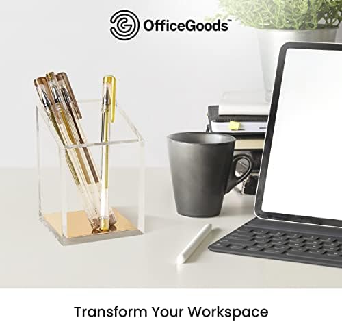OfficeGoods Acrylic Pen and Pencil Holder, Gold - Image 5