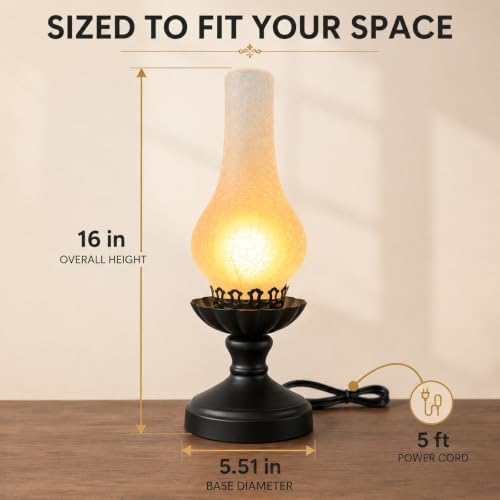 Vintage Table Lamp with Crackle Milk-White Glass Shade - Image 7