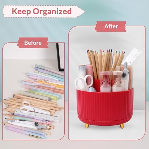 SKYDUE 360 Degree Rotating Desk Organizer, Dual-Purpose Pencil Pen Holder, Pen Organizer with 5 Slots, Pencil Cup for Office, School, Home - Image 7
