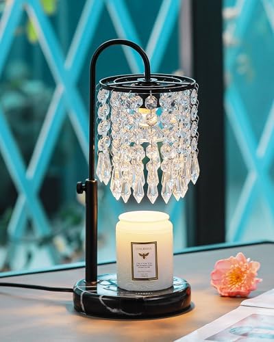 Candle Warmer Lamp with Timer Dimmer and 3 Bulbs, Candle Lamp Warmer with Marble Base for Adjustable Height, Crystal Candle Lamp for Jar Candles, House Warming Gifts Home Room Decor, Black - Image 6
