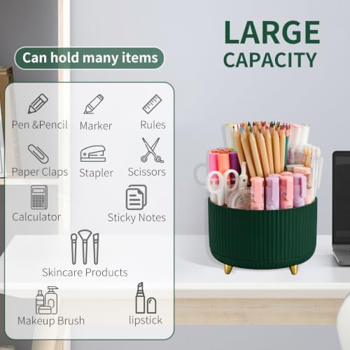 Camelmother 360°Rotating Pen&Pencil Holder For Desk With 5Slots Cute Office - Image 6