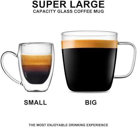 LUXU Glass Coffee Mugs, 24 oz Ice coffee cups,Large Beer Mugs Set of 2 - Image 7
