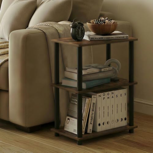 Furinno Turn-N-Tube Storage Shelves, 3-Tier Open Frame Book Shelf, Standing Corner Shelf, Toolless Open Shelves, for Organization and Storage, Living Room, Garage, Home Office, Amber Pine - Image 6