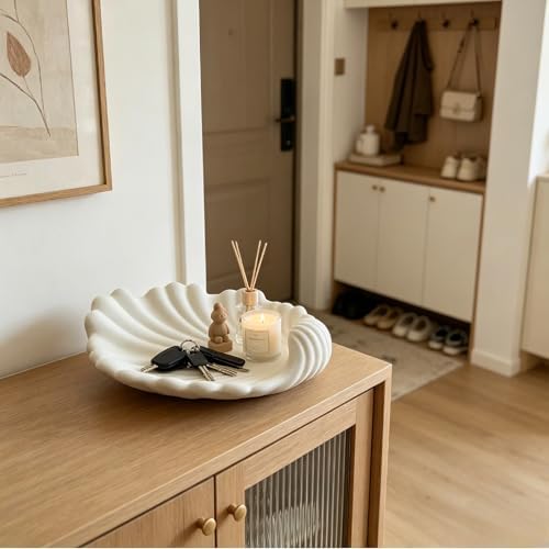 Seashell Ceramic Jewelry Tray, Small Trinket Dish, Matte White - Image 6