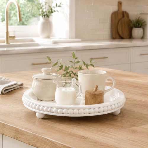 Decorative Coffee Table Tray, Round Wooden Tray for Decor - Image 7