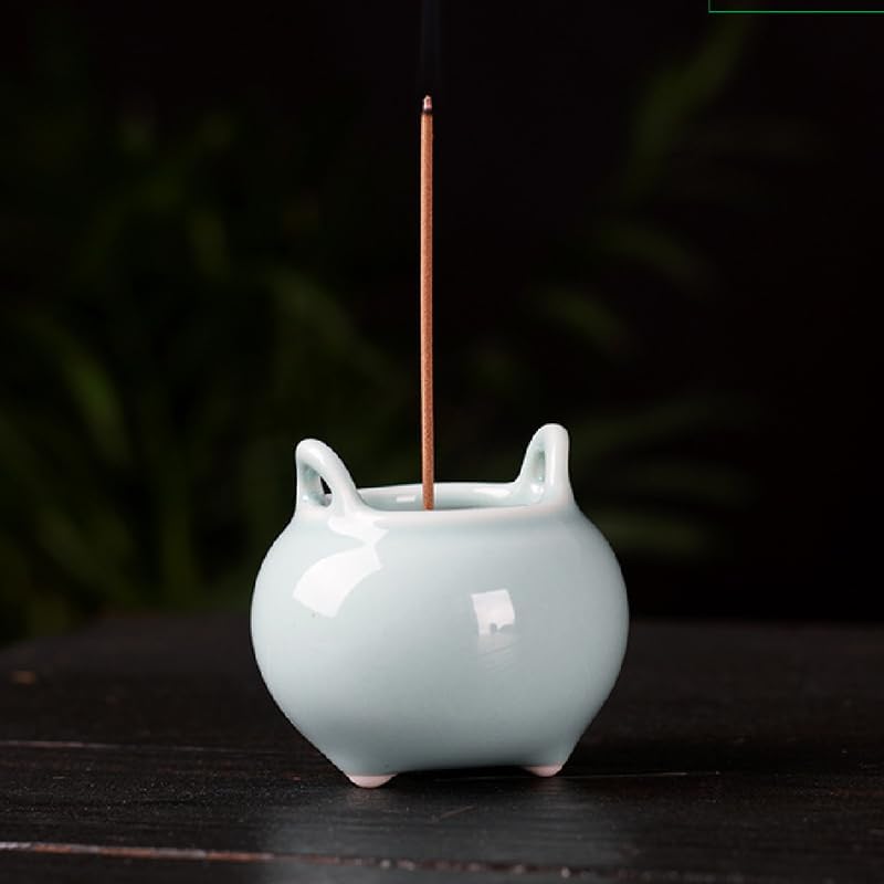 Incense Holder Modern Minimalist Circular Incense Stick Burner for Cones or Sticks for Yoga & Meditation, Enhance Atmosphere,Ceramic Ash Catcher Light Blue - Image 6