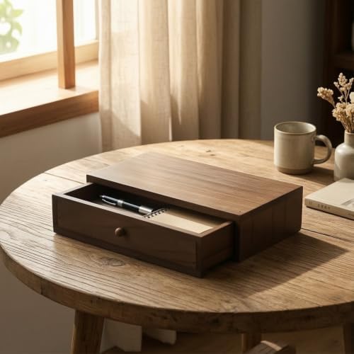 Desktop Organizer Minimalist Wooden Desk Organizer Functional Wooden Stand for Study, One-drawer - Image 6