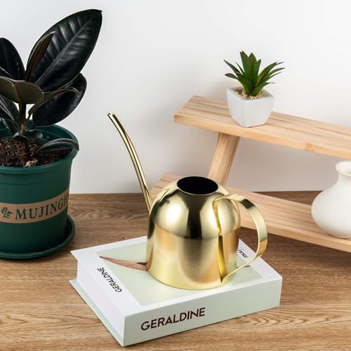 IMEEA 30oz Indoor Plant Watering Can Stainless Steel Long Spout, Gold - Image 7