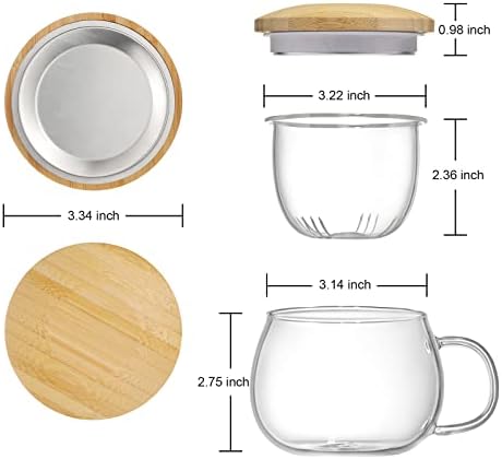 13oz Clear Glass Tea Mug with Filter and Lid for Blooming & Loose Leaf Tea - Image 7