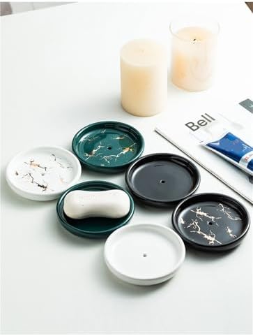 Holder Round Self Draining Small Ceramic Tray Cute Jewelry Soap Dish - Image 7