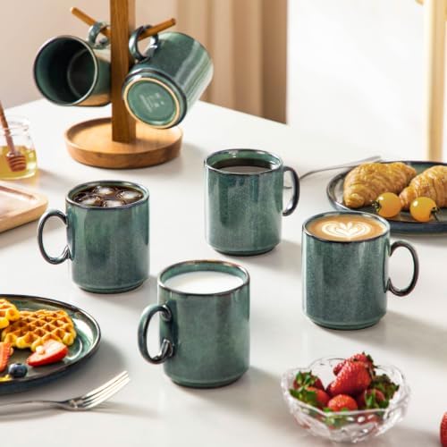 vancasso STARRY Ceramic Coffee Mugs Set of 6, 12 Oz Coffee Cups for Latte, Cappuccino, Tea & Hot Cocoa, Artisan Modern Style for Coffee Bar, Home & Kitchen, Microwave & Dishwasher Safe, Green - Image 6