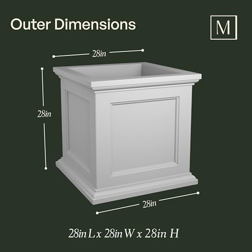 Mayne Fairfield 28in Square Planter, White - Image 6
