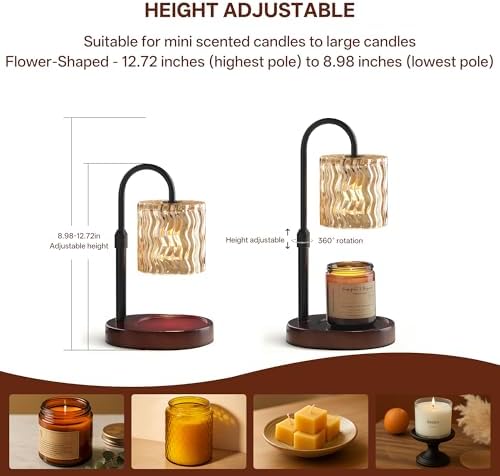 Homelist Candle Warmer Lamp Adjustable Height, with Timer & Dimmer, Black - Image 6