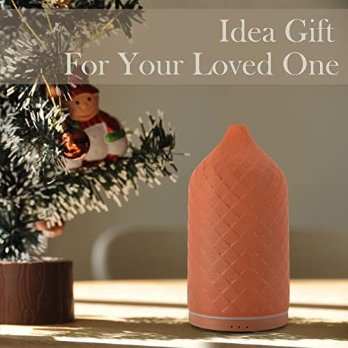Essential Oil Diffuser for Home, Ceramic Aromatherapy Diffuser for Essential Oils, 120ml Oil Diffuser with Waterless Auto-Off and 7 LED Lights for Large Room Yoga Spa (Terracotta) - Image 6