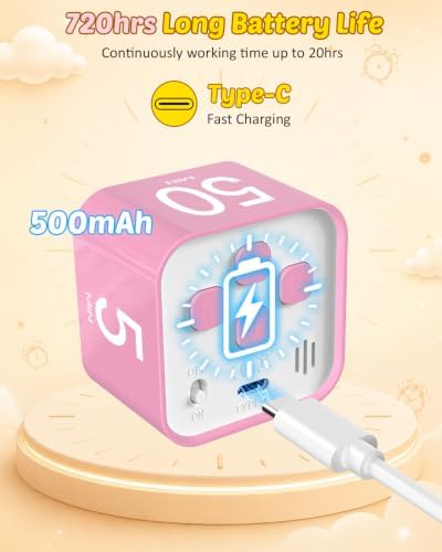 Digital Pomodoro Timer Cube 5/10/25/50min Preset, Silent & Sound Alarm - Image 6