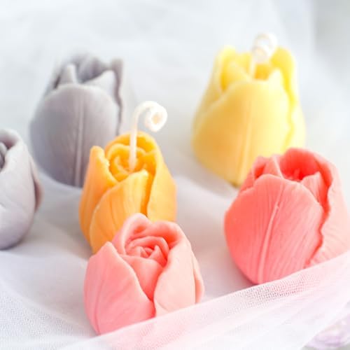 MGLIFEUL 2Pcs Tulip Silicone Candle Flower Wax Mold Silicone for Candles Resin Making Molds Moldes De Silicona para Hacer Velas Artesanales De Silicona,for Making Mothers Day Gifts for Mom Daughter - Image 6