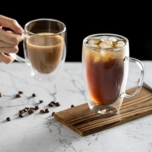 MEWAY 12oz/6 pack Coffee Mugs,Clear Glass Double Wall Cup with handle for Coffee, Tea, Latte, Cappuccino (12 oz,6) - Image 6