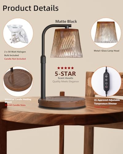 Candle Warmer Lamp with Timer: Flower Candle Lamps Height Adjustable Wax Melt New Home Decor House Warming for Women, Modern - Image 7