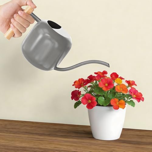 Green Moon 1.2L/41oz Metal Metal Watering Can with Long Spout, Gray - Image 7