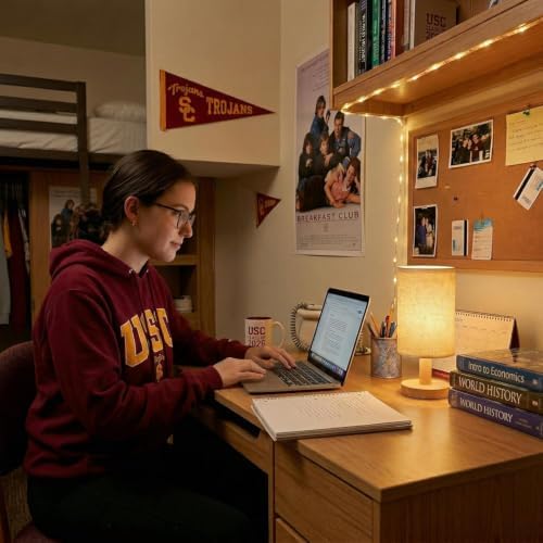 Small Bedside Table Lamp,USB Powered,Wood Base & Fabric Shade, Warm Light - Image 7