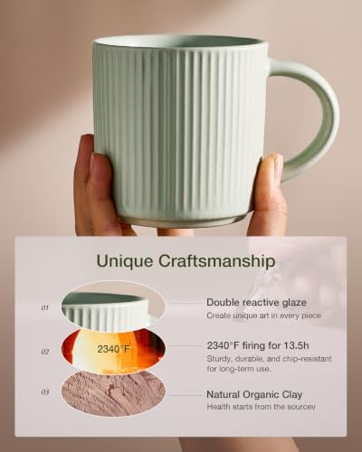 famiware Coffee Mug Set of 6, Star 12 oz Ceramic Mugs Cups Set with Handle - Image 6