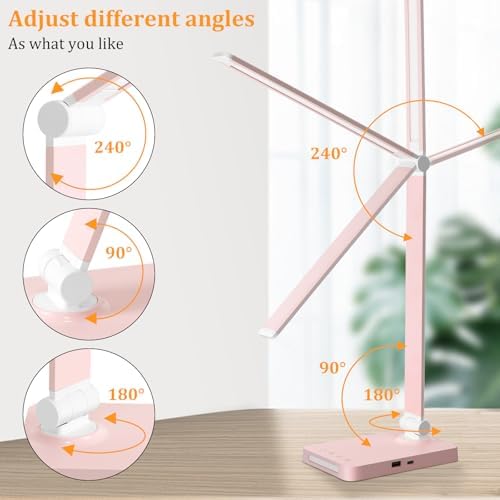 LED Desk Lamp with USB Ports,Touch Desk Lamps for Home Office with 5 Modes - Image 6