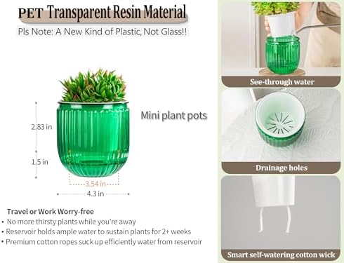 Melphoe Self Watering Pots for Indoor Plants Planter, 4.3 Inch 2 Pack Planters Self Watering Plant Pots for Flower, Houseplants, Succulent, African Violets and Cactus with Drainage - Image 6