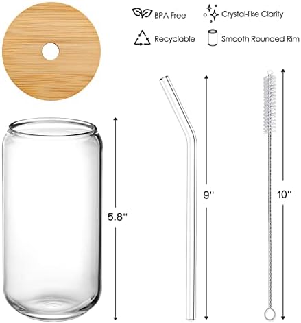 2 Pack Glass Cups with Bamboo Lids and Straws 16 oz, Gifts for Women, Drinking glasses set, Iced Coffee, Tea Cup, Cute Aesthetics Tumbler Cup, Mothers Day, Birthday Gifts for Her Mom - Image 7