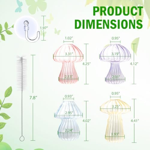 Bunmery Window Propagation Stations, 4 pcs Colored Mushroom Plant Propagation Station with Suction Cups, Easy to Install Window Hanging Planer, Indoor No Nails Glass Vase Terrarium for Plants&Flowers - Image 7