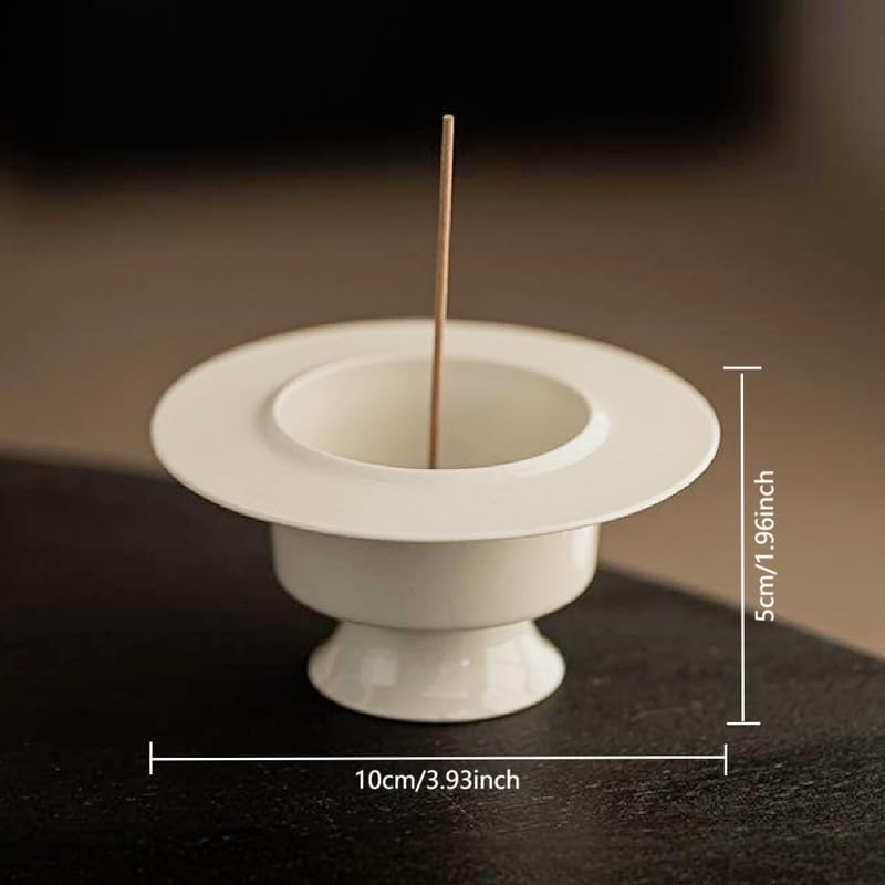 Incense Holder Modern Minimalist Circular Incense Stick Burner for Cones or Sticks for Yoga & Meditation, Enhance Atmosphere,Ceramic Ash Catcher White-4 - Image 7